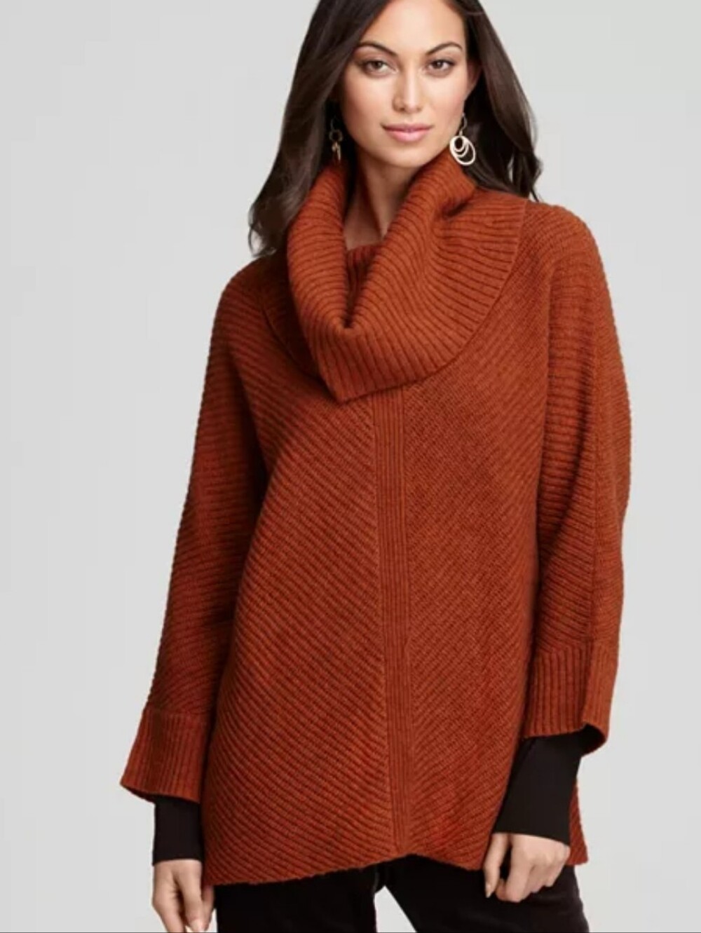 Eileen Fisher Deep Cowl Neck Dolman Sleeve Wool Blend Sweater New Without Tags